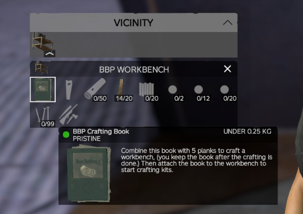 Attaching the BBP crafting book to the workbench slot