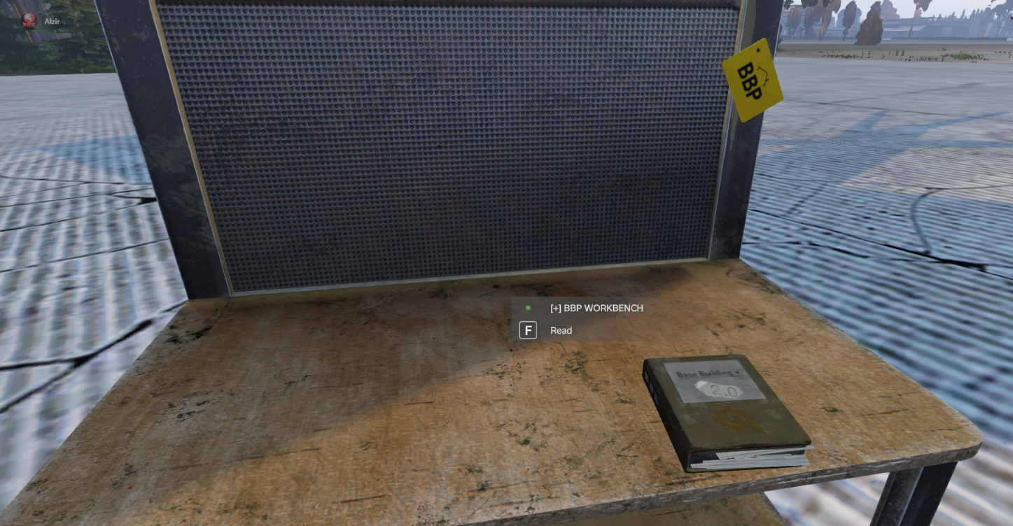 Looking at the workbench with the F prompt to read it