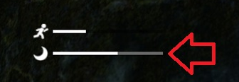 The fatigue meter shown beneath the stamina bar