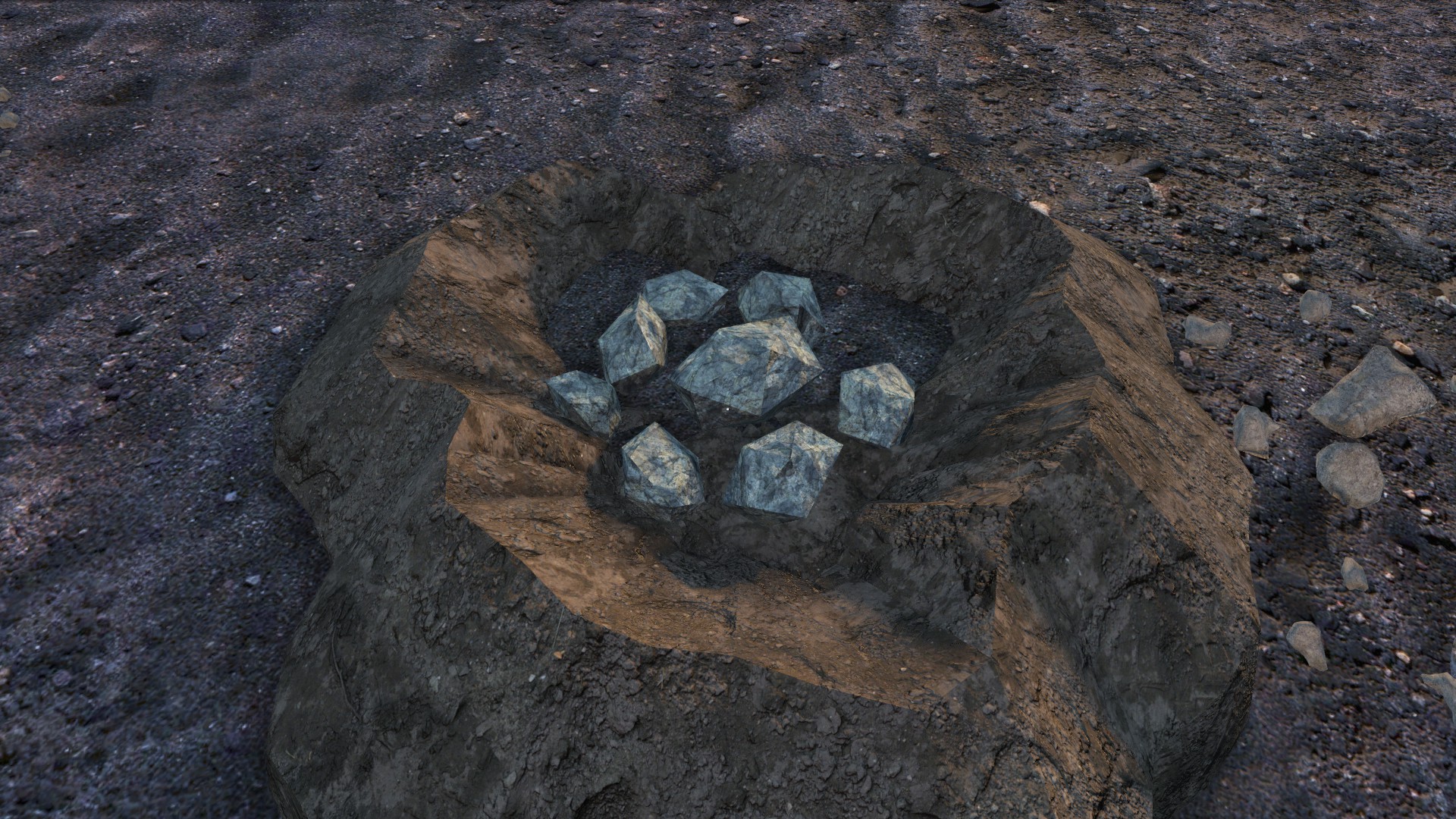 Rocks in the spoil mean rocky ground — this pile can never become a hatch.