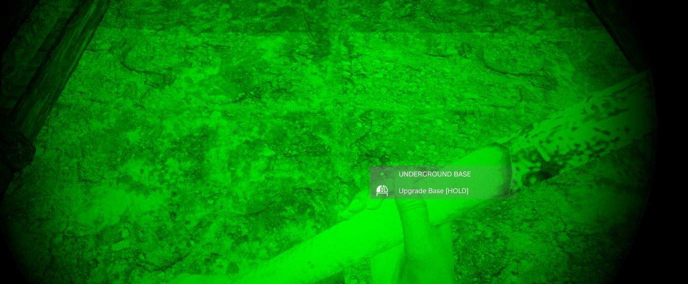 The Upgrade Base option when looking at the hatch floor with a shovel